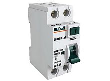 Дифференциальный выключатель нагрузки ВДТ УЗО-03 2 полюса, 16А, Тип AC, 30мА | код. 14053DEK | DEKraft